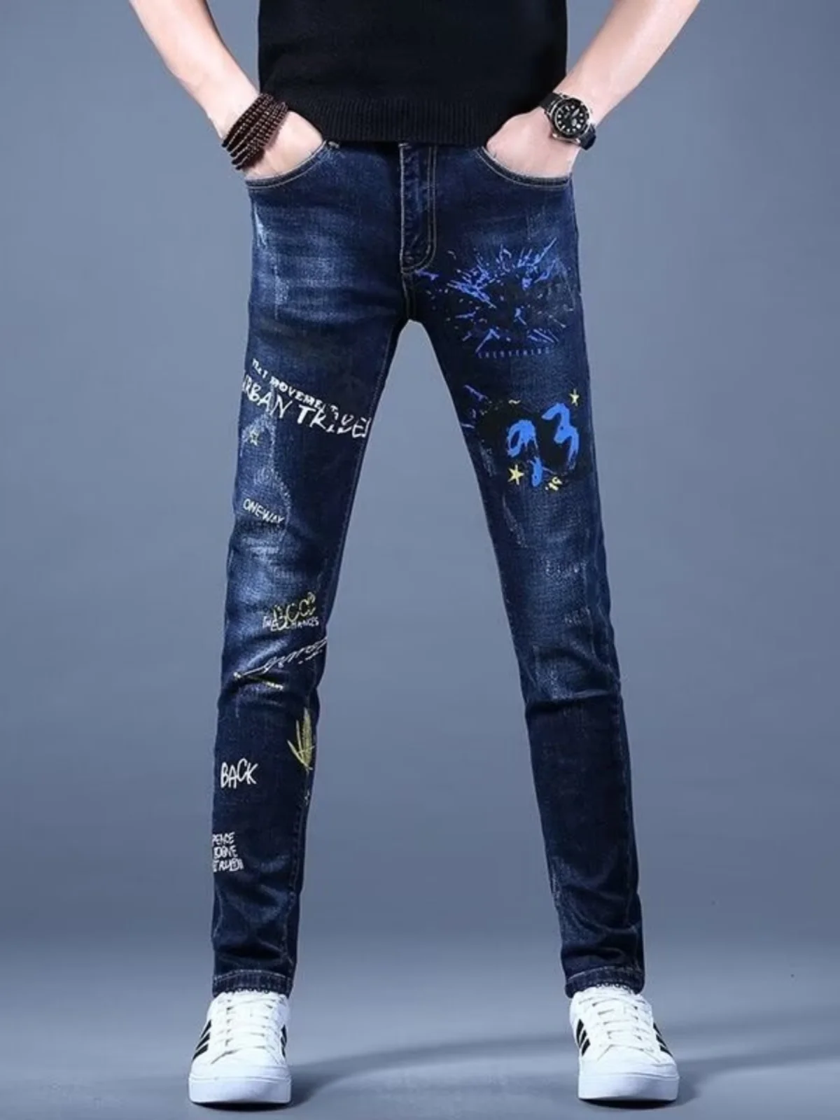 Мужские джинсы премиум-класса с вышивкой, весна-осень, новые, в корейском стиле, облегающие, эластичные, универсальные повседневные брюки
Мужские джинсы премиум-класса с вышивкой, весна-осень, новые, в корейском стиле, облегающие, эластичные, универсальные повседневные брюки