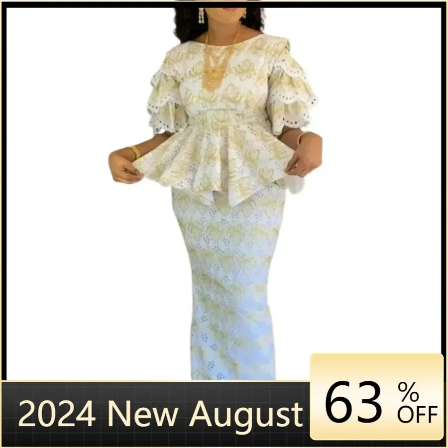 African Wedding Party Clothes For Women Autumn African Elegant Half Sleeve 2 Piece Top Long Skirt Matching Sets African Clothing
African Wedding Party Clothes For Women Autumn African Elegant Half Sleeve 2 Piece Top Long Skirt Matching Sets African Clothing