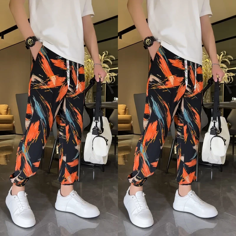 New 2025 Men's Ice Silk Loose Leggings Summer Faionable Casual Thin Air Conditioning Pants Versatile Comfortable Long Trousers
New 2025 Men's Ice Silk Loose Leggings Summer Faionable Casual Thin Air Conditioning Pants Versatile Comfortable Long Trousers