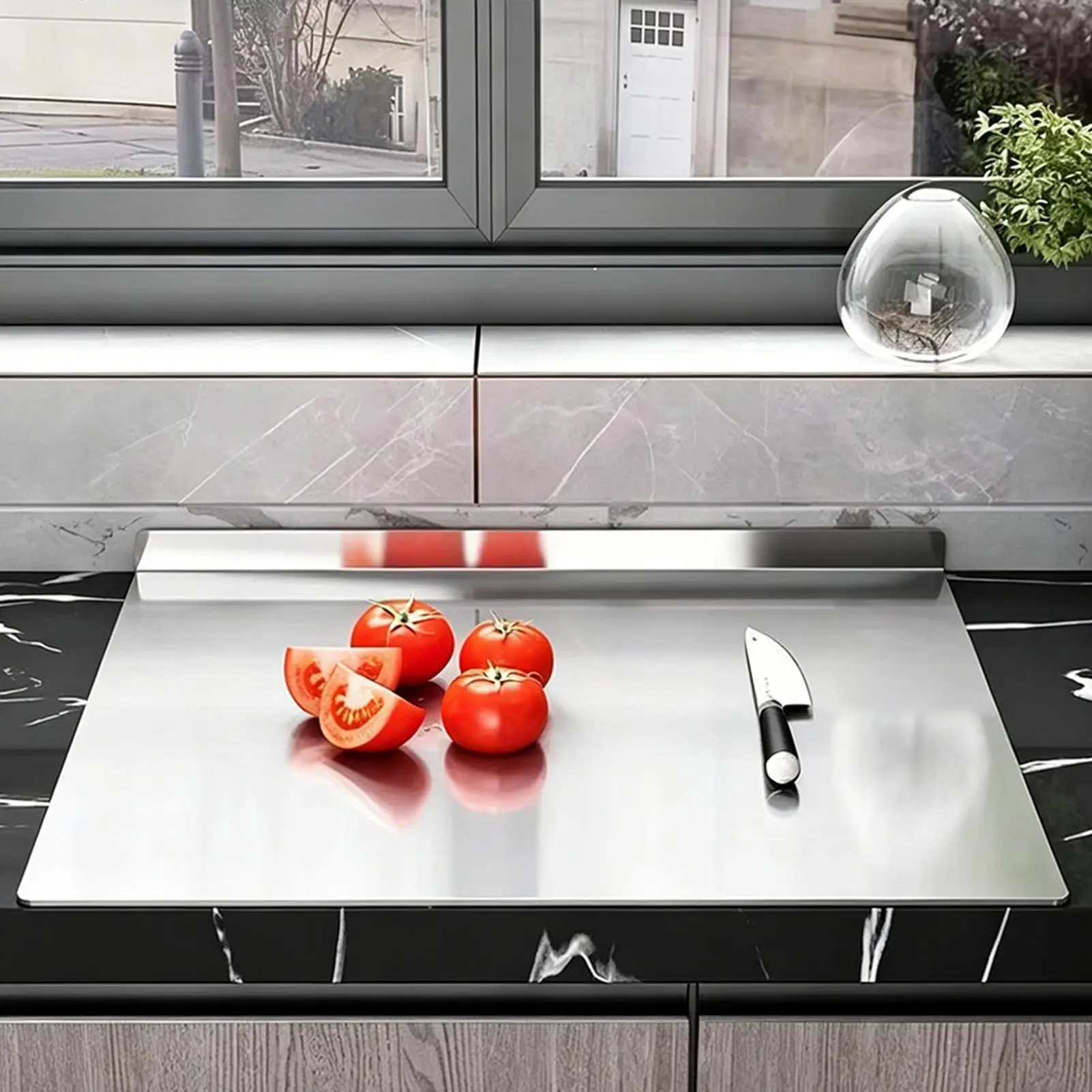 Steel Cutting Board With Counter Lip Large Stainless Steel Kitchen Gadgets Countertop Cutting Board For Raw Cooked Bread Pastry
Steel Cutting Board With Counter Lip Large Stainless Steel Kitchen Gadgets Countertop Cutting Board For Raw Cooked Bread Pastry