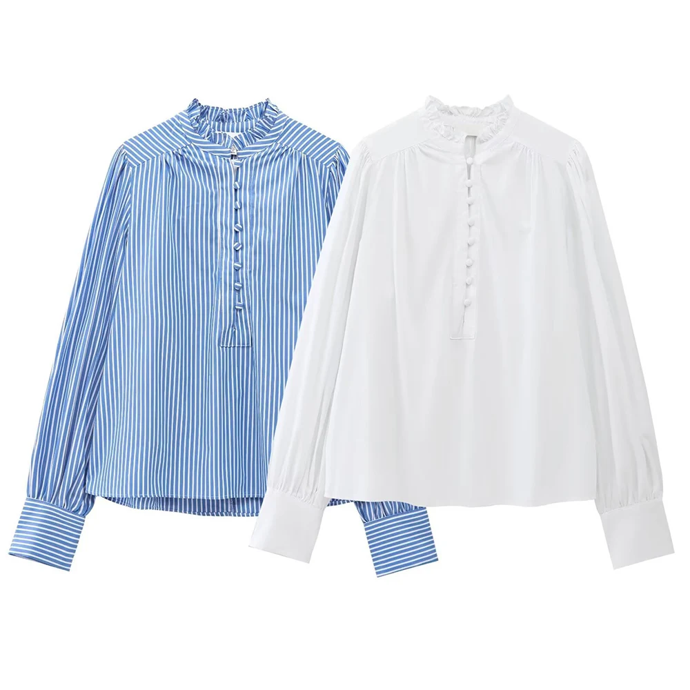 RAFZNB Women's Shirts & Blouses Fashion Spring Striped Blouse O-Neck Ruffled Long Sleeve Casual Shirts Female Elegant Blouse
RAFZNB Women's Shirts & Blouses Fashion Spring Striped Blouse O-Neck Ruffled Long Sleeve Casual Shirts Female Elegant Blouse
