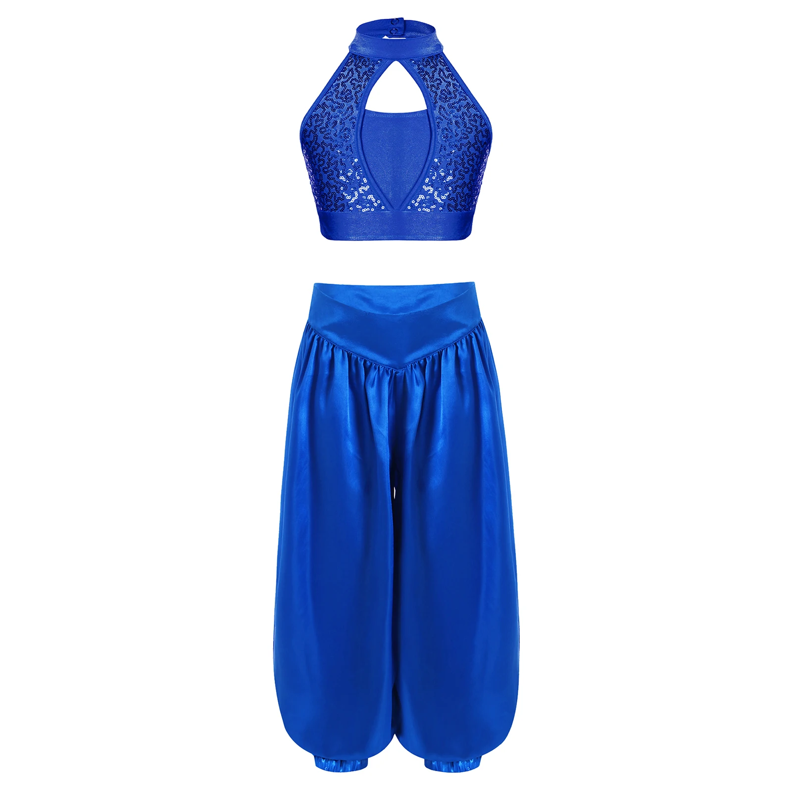 Kids Girls Modern Dance Costume Set Glittery Mock Neck Top with Pants Keyhole Back Elastic Waist Bloomers for Stage Jazz Shows
Kids Girls Modern Dance Costume Set Glittery Mock Neck Top with Pants Keyhole Back Elastic Waist Bloomers for Stage Jazz Shows