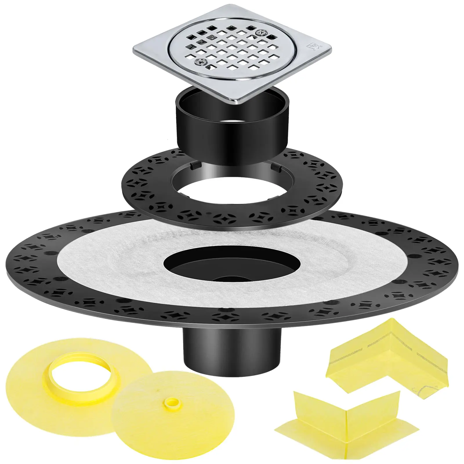 4 Inch Shower Drain Kit With Stainless Steel Grate ABS Flange And Seals
4 Inch Shower Drain Kit With Stainless Steel Grate ABS Flange And Seals