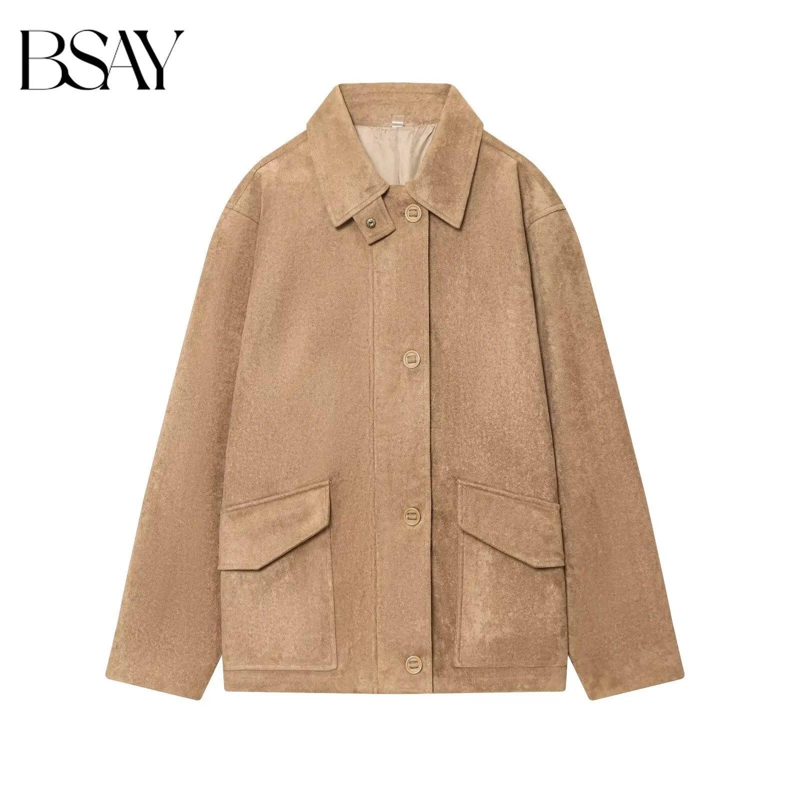 BSAY 2026 New Women Casual Loose Coat Lapel Single Breasted Big Pocket Oversized Jacket Vintage Streetwear Commuter Outerwear
BSAY 2026 New Women Casual Loose Coat Lapel Single Breasted Big Pocket Oversized Jacket Vintage Streetwear Commuter Outerwear