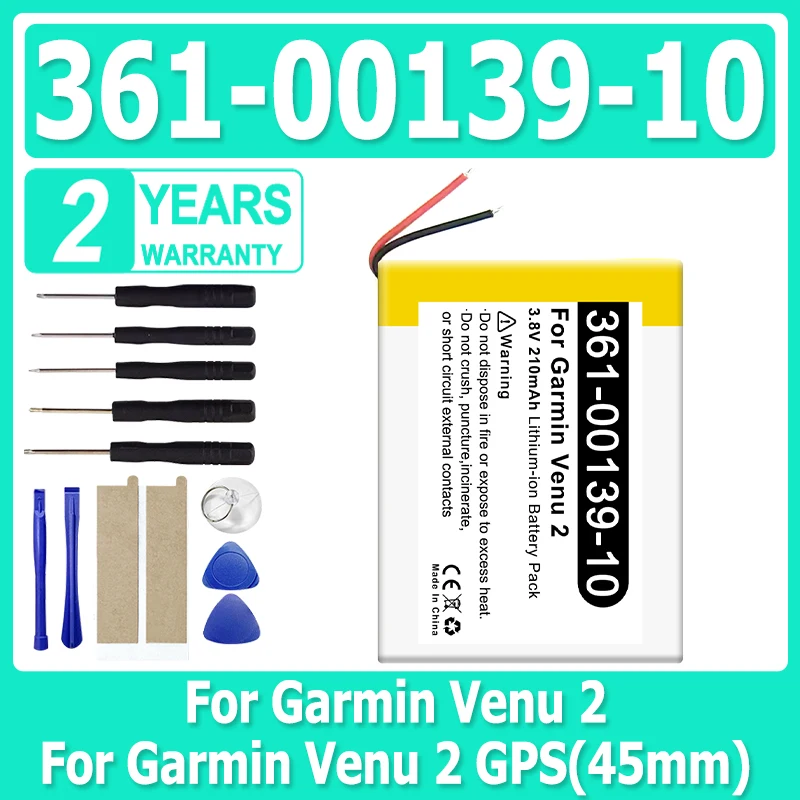 New 361-00139-10 Replacement Smart Watch Battery 210mAh For Garmin Venu 2 Venu 2 GPS(45mm) Smart Watch Bateria +Tools
New 361-00139-10 Replacement Smart Watch Battery 210mAh For Garmin Venu 2 Venu 2 GPS(45mm) Smart Watch Bateria +Tools