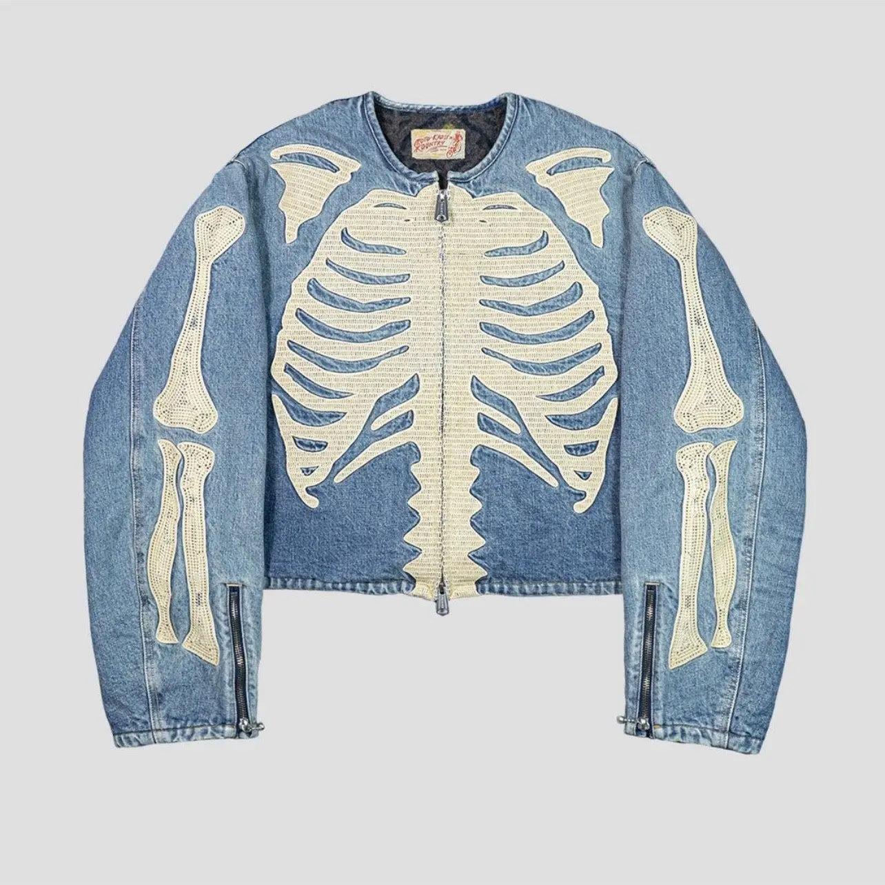 KAPITAL 24FW High Quality Vintage Blue Denim Jacket Men Women Streetwear Skeleton Bone Embroidery Zipper Coats
KAPITAL 24FW High Quality Vintage Blue Denim Jacket Men Women Streetwear Skeleton Bone Embroidery Zipper Coats
