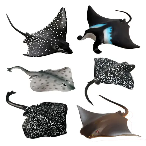 Figurines d'animaux marins en plastique pour enfants, Stingray, Mparquet, Raie, Poisson, Océan, Auckland, Anime, Action Figure, Jouets, Jeux, Décorations d'anniversaire, modèles miniatures de simulation