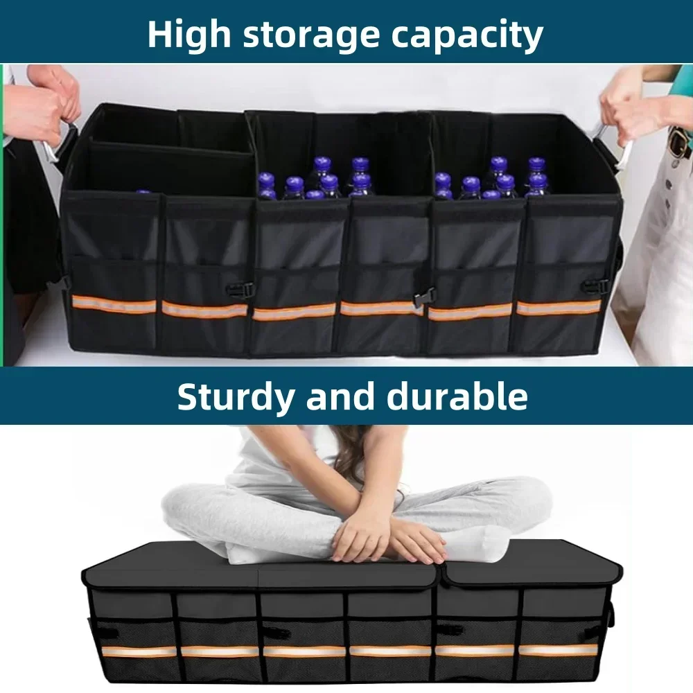 Foldable Car Trunk Organizer Heavy Duty Storage Box with Reflective Strips Waterproof for SUV Sedan Truck Travel Accessories
Foldable Car Trunk Organizer Heavy Duty Storage Box with Reflective Strips Waterproof for SUV Sedan Truck Travel Accessories