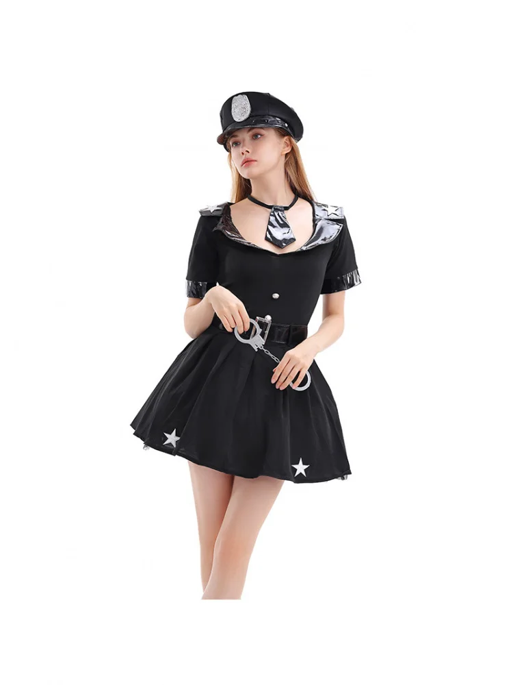 Women's Police Uniform Set Stage Performance Costume Halloween Role-playing Black Skirt Polyester Material Ethnic Fashion
Women's Police Uniform Set Stage Performance Costume Halloween Role-playing Black Skirt Polyester Material Ethnic Fashion