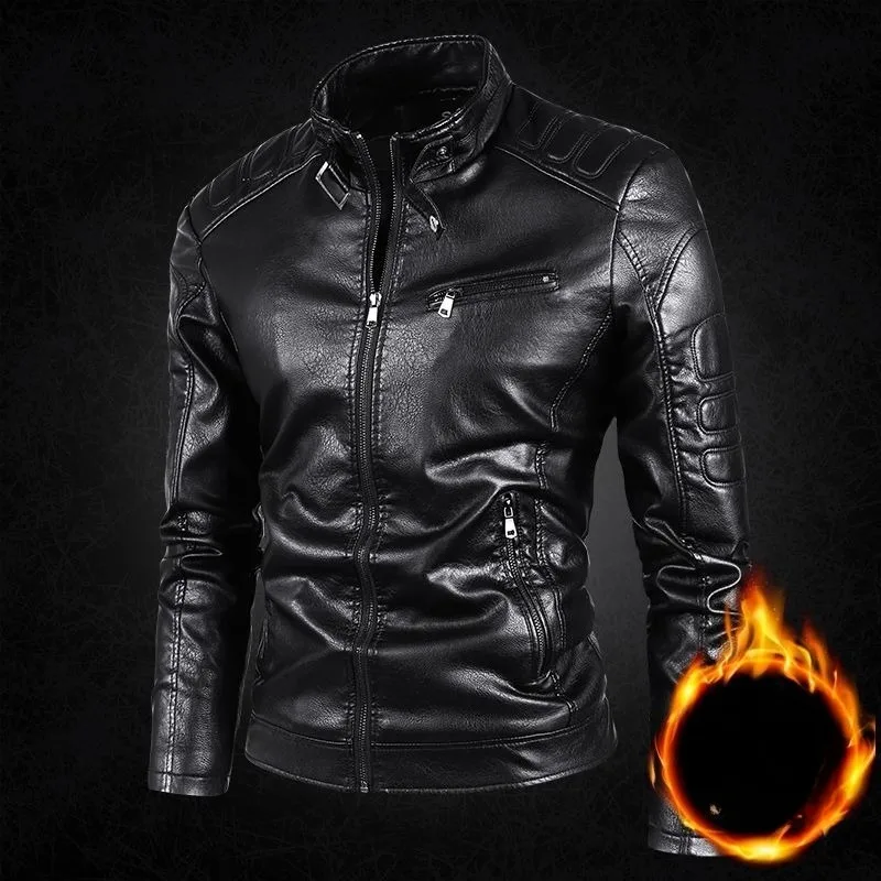 Coat Trendy Stand-up Collar Casual Motorcycle Riding Suit with Fleece Warm Windproof Leather Jacket Men Autumn Winter Outerwear
Coat Trendy Stand-up Collar Casual Motorcycle Riding Suit with Fleece Warm Windproof Leather Jacket Men Autumn Winter Outerwear