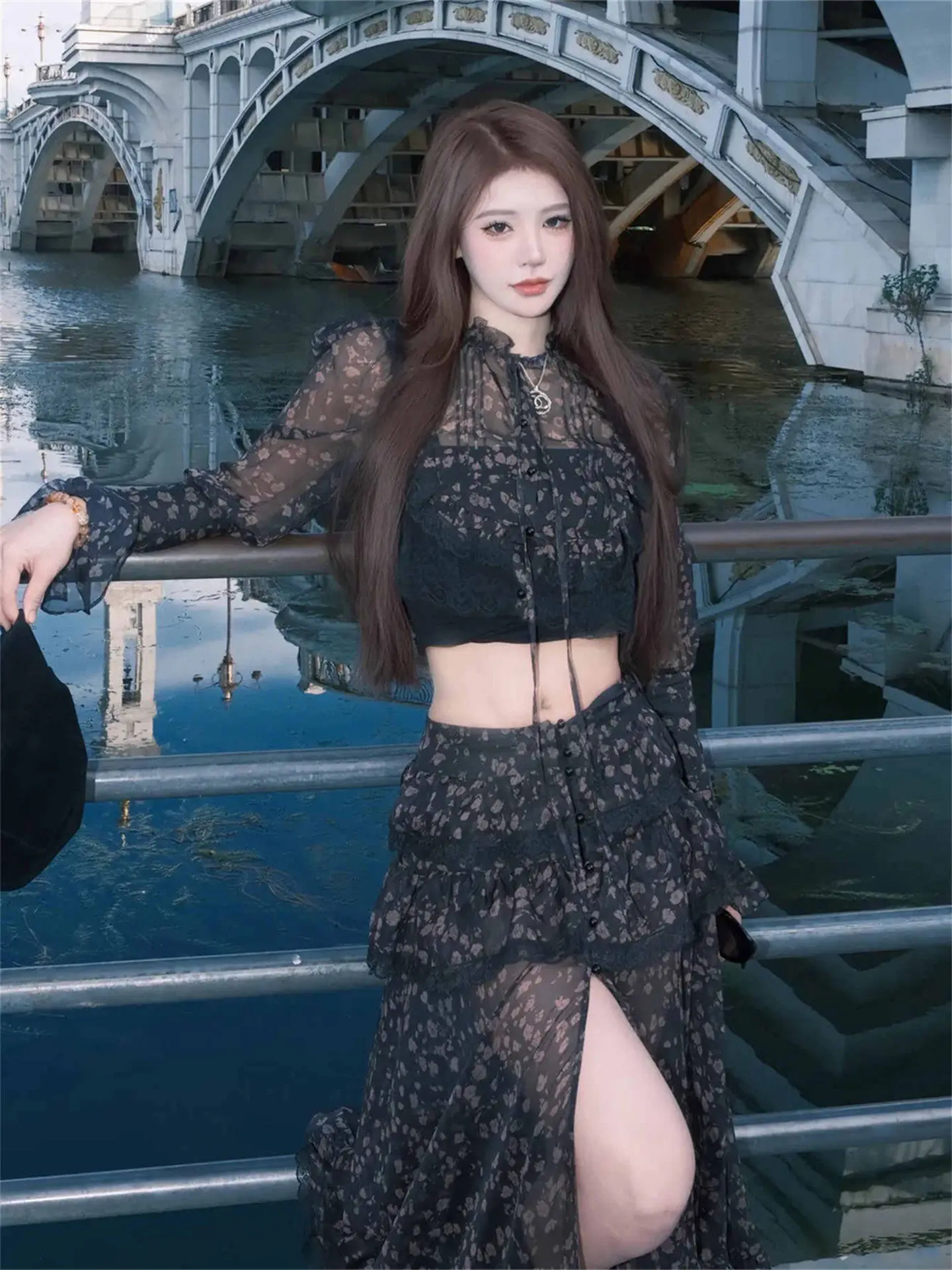 Retro Floral Lace Outfit Women's Long Sleeve Crop Top High Waist Cake Skirt Two Piece Set Casual Style Wear Resistant Spring
Retro Floral Lace Outfit Women's Long Sleeve Crop Top High Waist Cake Skirt Two Piece Set Casual Style Wear Resistant Spring