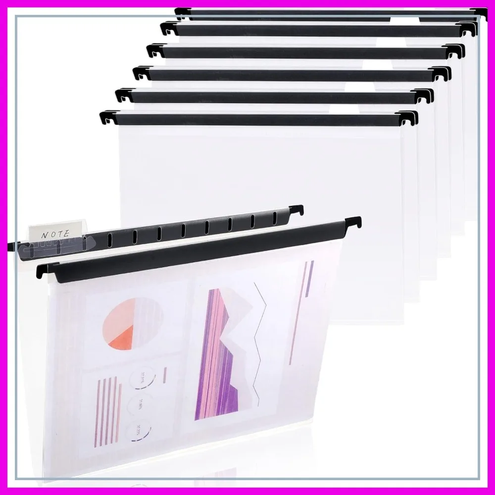 Clear Hanging File Folders, Letter Size Plastic for File Cabinets, 10 Pack
Clear Hanging File Folders, Letter Size Plastic for File Cabinets, 10 Pack