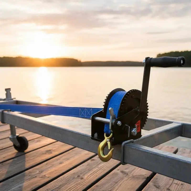 Manual Hand Crank 1600LBS 26FT Blue Strap For Trailer Boat ATV Towing 4.1:1 Gear Ratio Black Shell Two-Way Ratchet Portable Hoist Pulling Tool
Manual Hand Crank 1600LBS 26FT Blue Strap For Trailer Boat ATV Towing 4.1:1 Gear Ratio Black Shell Two-Way Ratchet Portable Hoist Pulling Tool