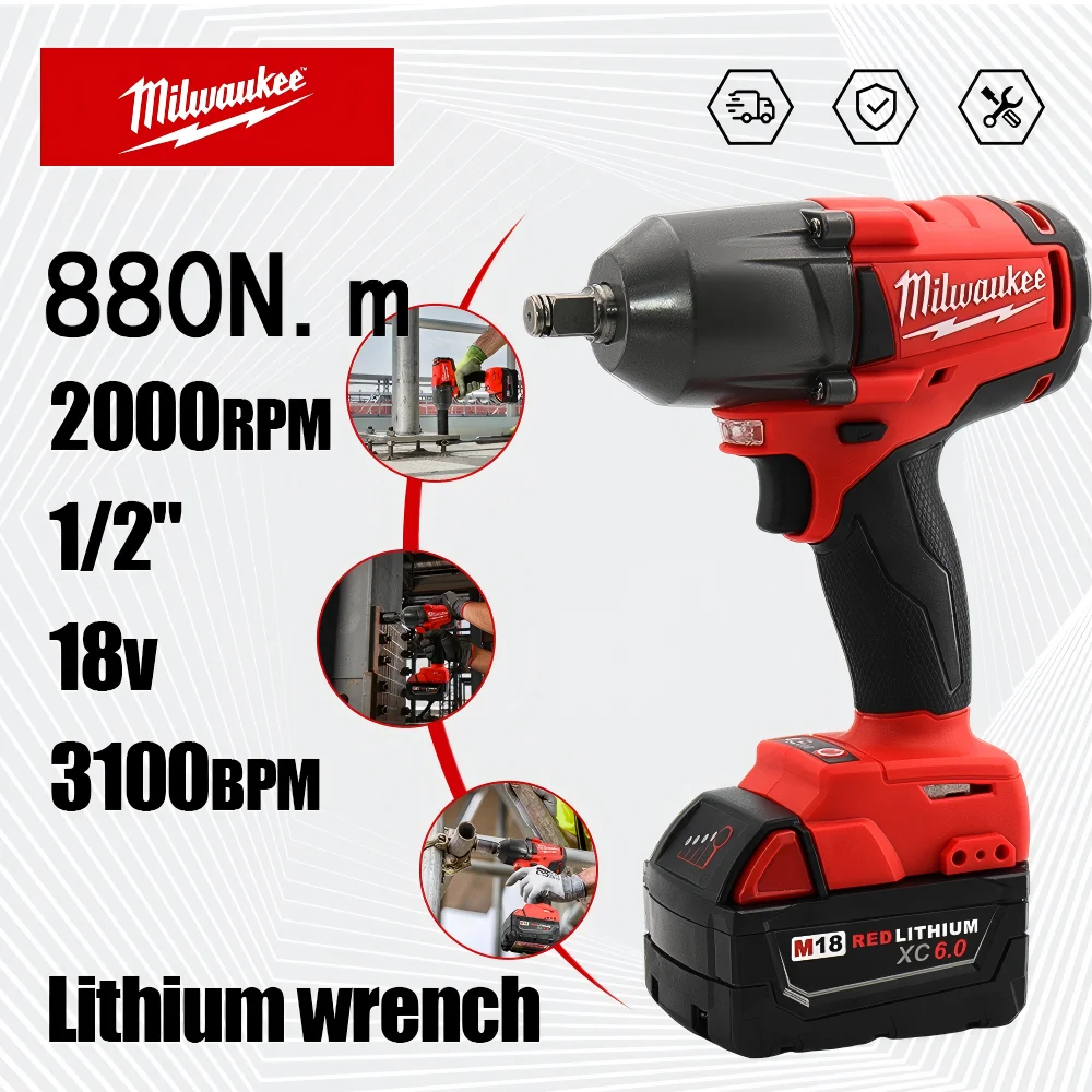 Milwaukee 18V Brushless Impact Wrench 880N.m Max Torque 1/2 Inch Square Drive 3 Speed Modes Cordless Tool No Battery Included
Milwaukee 18V Brushless Impact Wrench 880N.m Max Torque 1/2 Inch Square Drive 3 Speed Modes Cordless Tool No Battery Included