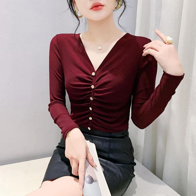 Elegant Anti-Aging Gathered Neckline Women's Top Spring Autumn New Sexy V-Neck Mesh Base Shirt Slim Waist Inner Wear T-Shirt ...
Elegant Anti-Aging Gathered Neckline Women's Top Spring Autumn New Sexy V-Neck Mesh Base Shirt Slim Waist Inner Wear T-Shirt ...
