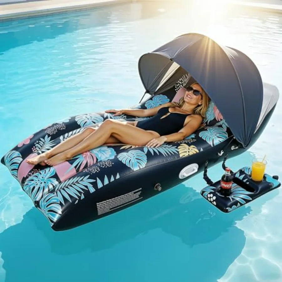 Pool Floats Lounger with UPF50+ Canopy Adjustable, Inflatable Large Floating Chair Ergonomic Design, with Cup Holders, Perfect
Pool Floats Lounger with UPF50+ Canopy Adjustable, Inflatable Large Floating Chair Ergonomic Design, with Cup Holders, Perfect