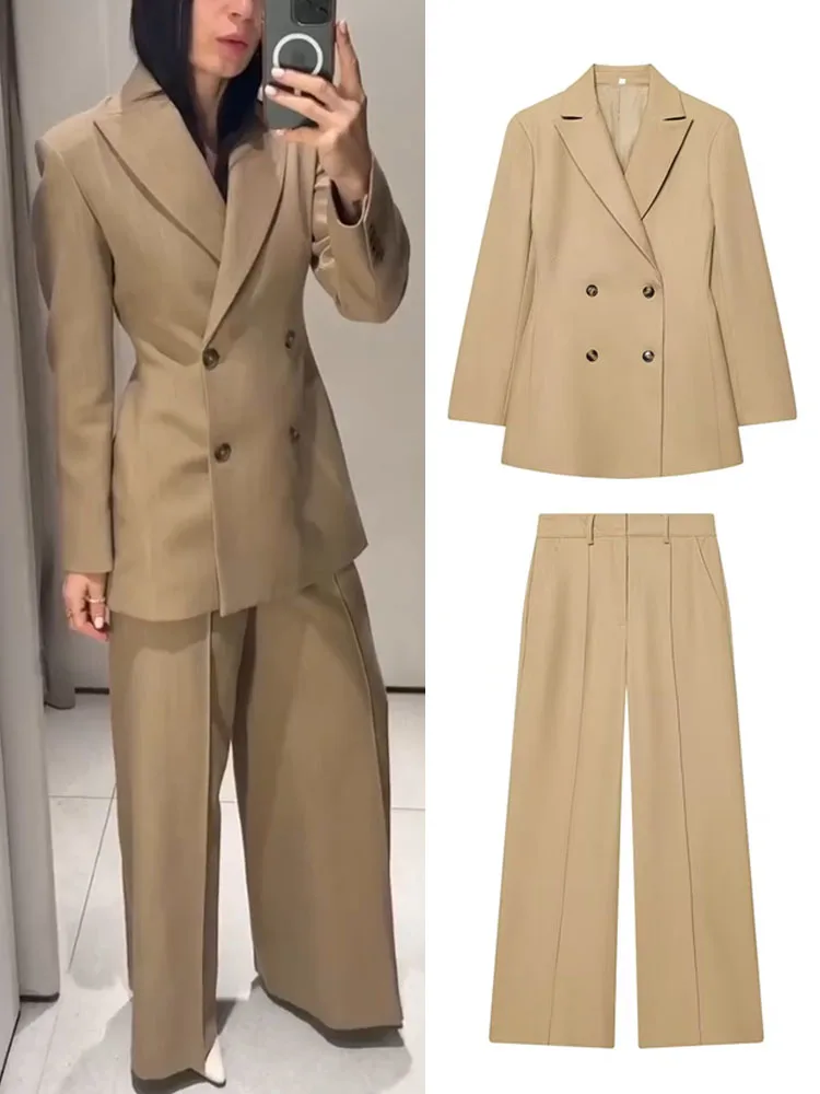 HH Spring Women Casual Lapel Double Breasted Long Sleeve Blazer+Zipper Pockets High Waist Loose Ribbed Trousers 2 Piece Set
HH Spring Women Casual Lapel Double Breasted Long Sleeve Blazer+Zipper Pockets High Waist Loose Ribbed Trousers 2 Piece Set