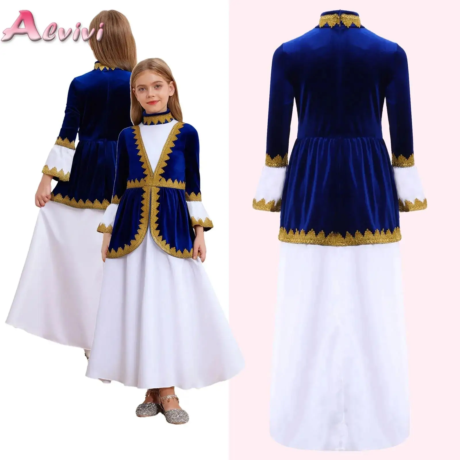 Historical Girls Dress Medieval Renaissance Gown Russian Heritage Costumes Victorian Maxi Dress Halloween Cosplay Performance
Historical Girls Dress Medieval Renaissance Gown Russian Heritage Costumes Victorian Maxi Dress Halloween Cosplay Performance
