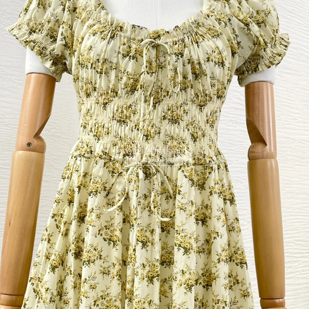 Yellow Short Sleeve Floral Print Ruffles Frilled Womens Dresses
Yellow Short Sleeve Floral Print Ruffles Frilled Womens Dresses