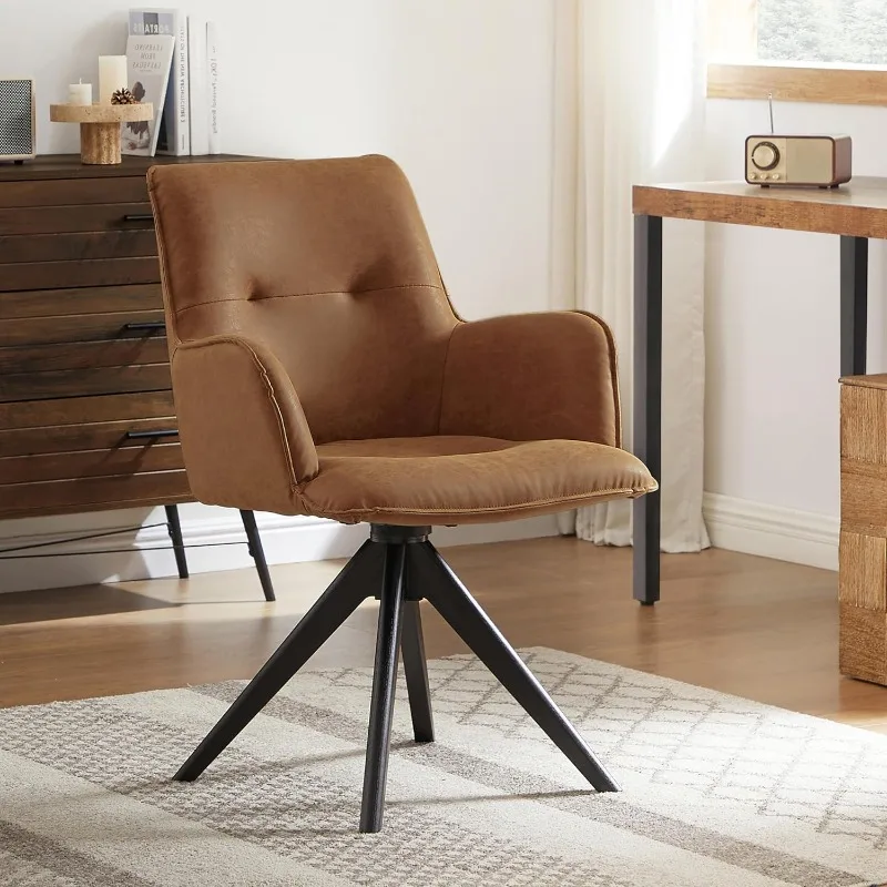 home Home Office Desk Chair - Faux Leather Upholstered Accent Armchair, Mid Century Swivel Chair with Black Oak Wood Le
home Home Office Desk Chair - Faux Leather Upholstered Accent Armchair, Mid Century Swivel Chair with Black Oak Wood Le