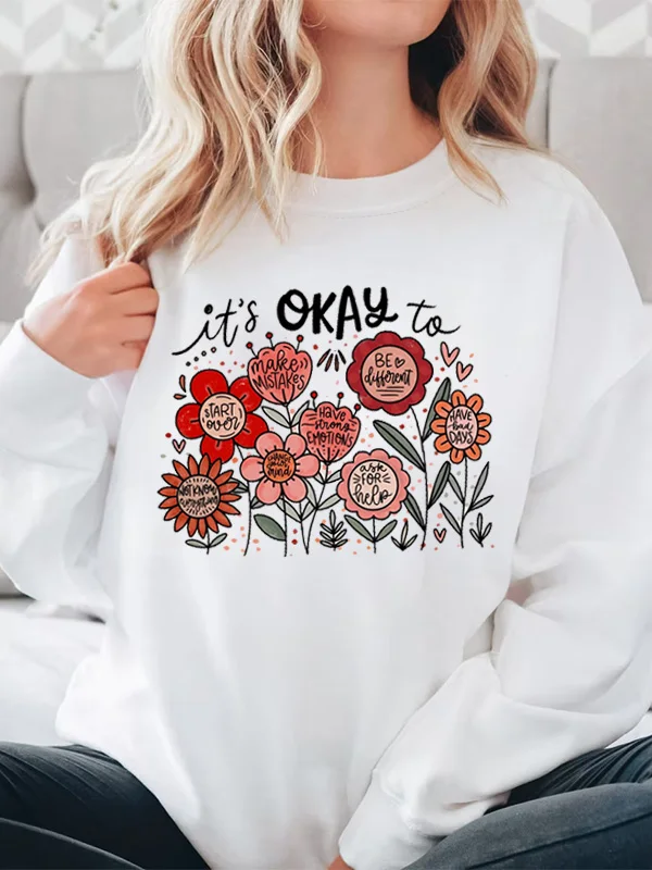 2025 New Hot Sale Fashion Women Sweatshirt It's Ok T's Okay To Boho Floral Print Female Shirt Summer Holiday Casual Girl Clothes
2025 New Hot Sale Fashion Women Sweatshirt It's Ok T's Okay To Boho Floral Print Female Shirt Summer Holiday Casual Girl Clothes