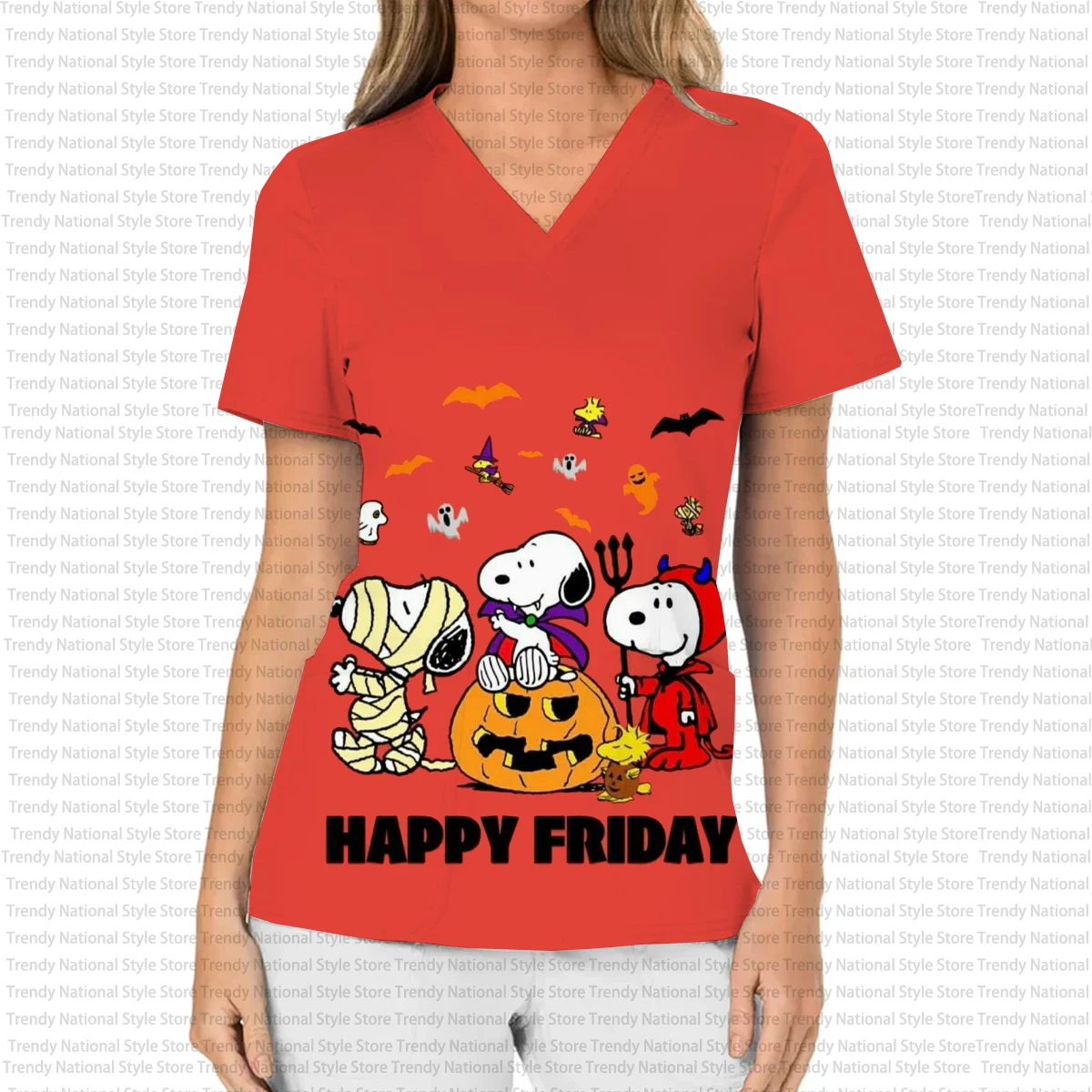 Halloween Pumpkin Head Snoopy Cartoon Print Pocket Frosted Top Women's Commuter Clothing Dental Pet Shop Beauty Salon T-shirt
Halloween Pumpkin Head Snoopy Cartoon Print Pocket Frosted Top Women's Commuter Clothing Dental Pet Shop Beauty Salon T-shirt