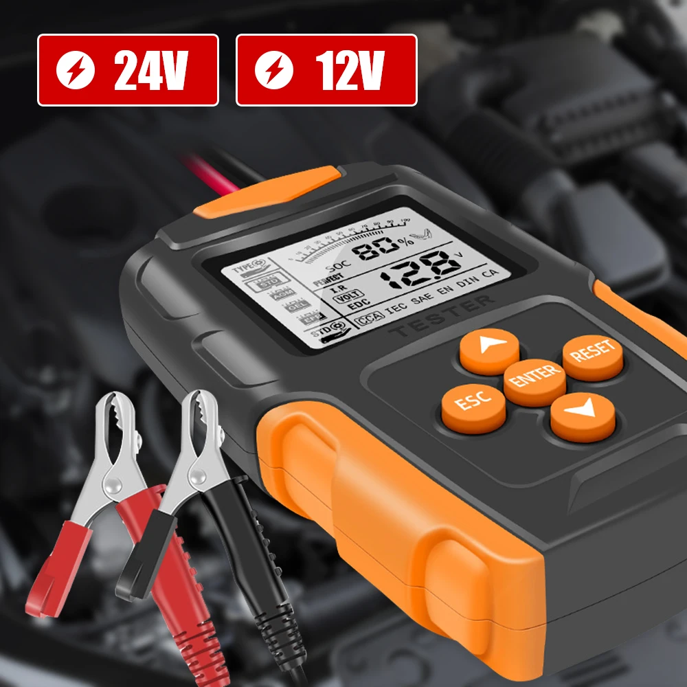 

Car Battery Tester Battery Analyzer Cranking Charging Tool For Wet/GEL/Lead-acid Battery 12V 24V Auto Diagnostic Tools CCA