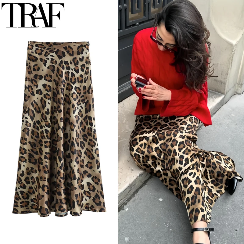 TRAF Woman 2025 Skirts Leopard Print Long Skirt Women Vintage New Elegant Women's Skirts High Waist Summer Satin Midi Skirt 088
TRAF Woman 2025 Skirts Leopard Print Long Skirt Women Vintage New Elegant Women's Skirts High Waist Summer Satin Midi Skirt 088