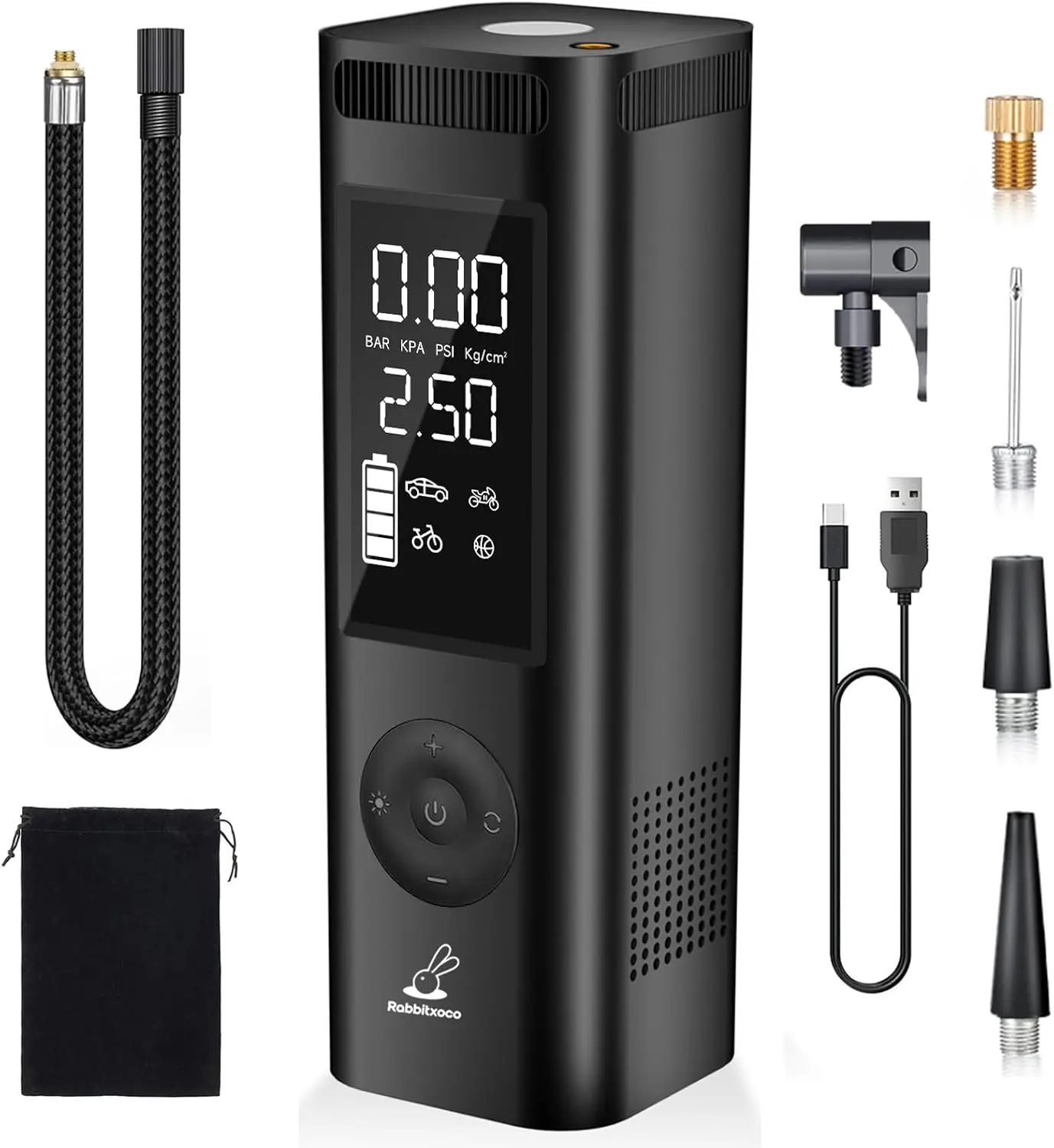 Портативный цифровой воздушный компрессор для накачивания шин 150 фунтов на квадратный дюйм для обслуживания автомобилей и надувных предметов, автомобильные детали и аксессуары
Портативный цифровой воздушный компрессор для накачивания шин 150 фунтов на квадратный дюйм для обслуживания автомобилей и надувных предметов, автомобильные детали и аксессуары