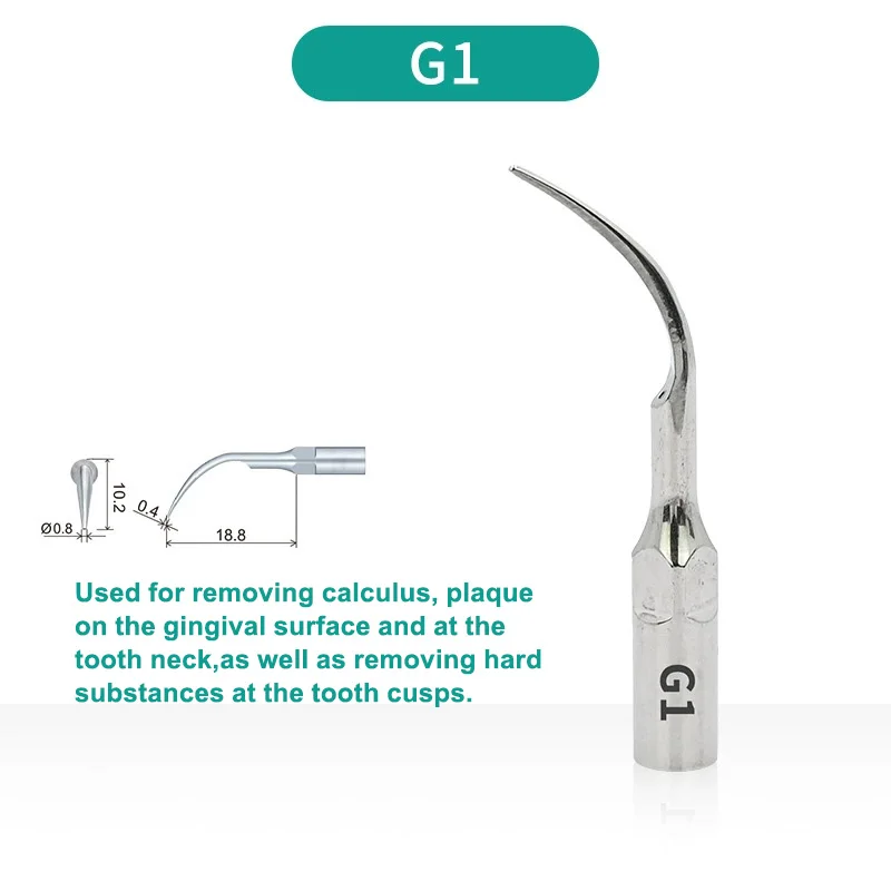 Dental Ultrasonic Scaler Tip G1, Scaling Tip for Removal of Calculus Plaque, Fit EMS Woodpecker Mectron Satelec etc Handpiece
Dental Ultrasonic Scaler Tip G1, Scaling Tip for Removal of Calculus Plaque, Fit EMS Woodpecker Mectron Satelec etc Handpiece