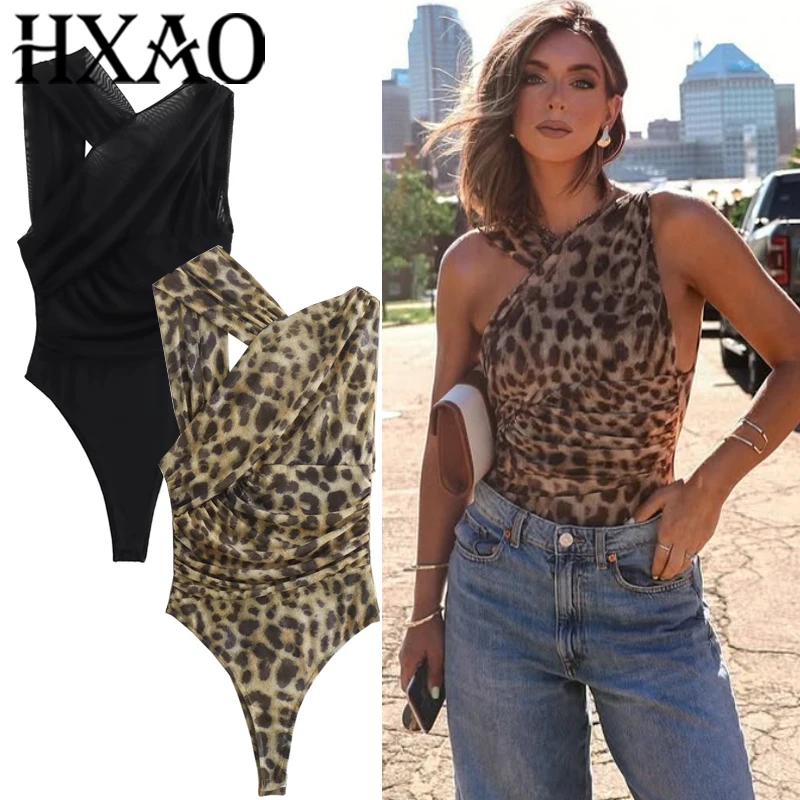 HXAO Tulle Leopard Bodysuit Women Sexy Tops Summer Sleeveless Print Mesh Bodysuit Ruched Backless Bodycon Asymmetric Black Body
HXAO Tulle Leopard Bodysuit Women Sexy Tops Summer Sleeveless Print Mesh Bodysuit Ruched Backless Bodycon Asymmetric Black Body