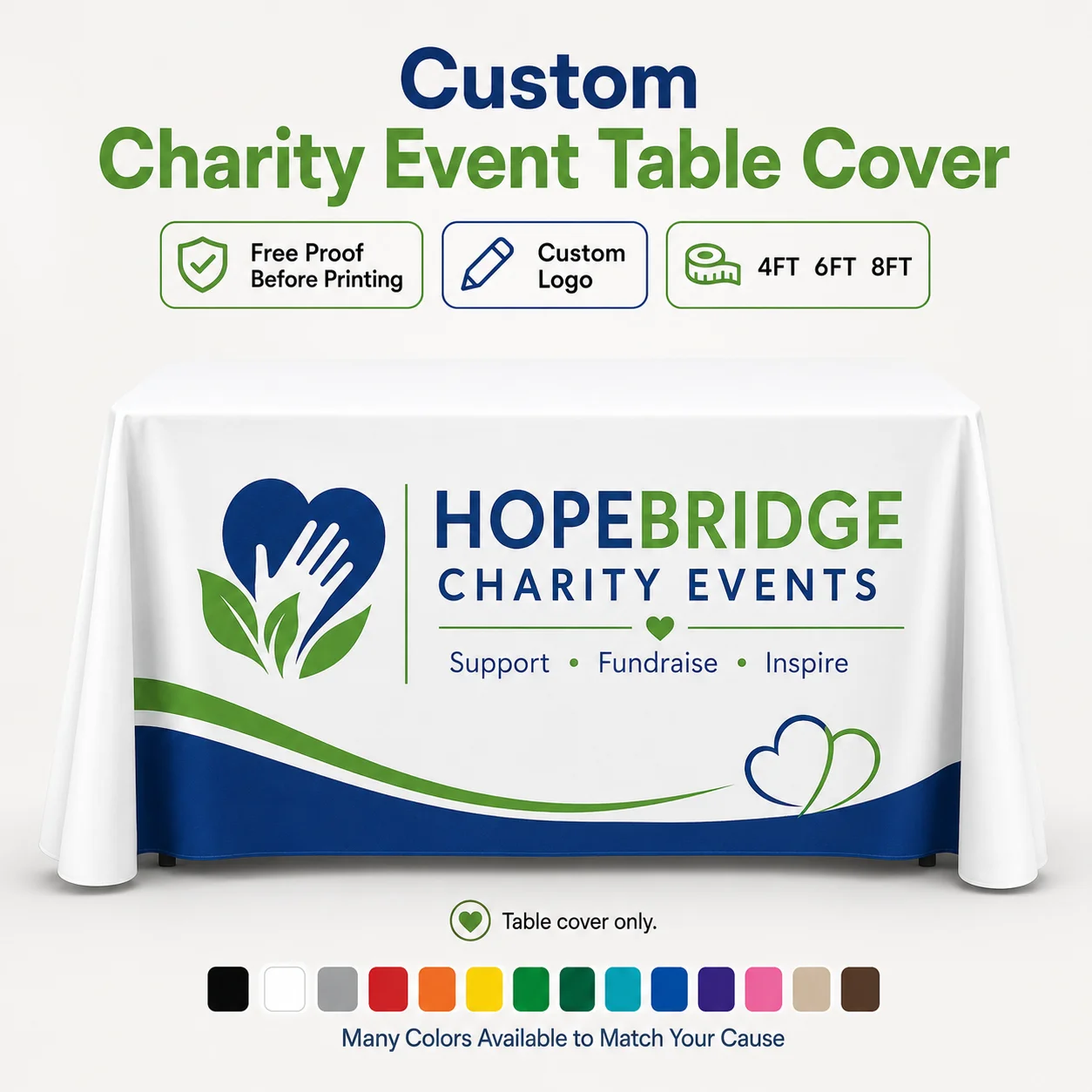 Custom Logo Stretch Tablecloth Spandex Table Cover Personalized Table Cover for Charity Event Trade Show Booth Vendor Display
Custom Logo Stretch Tablecloth Spandex Table Cover Personalized Table Cover for Charity Event Trade Show Booth Vendor Display