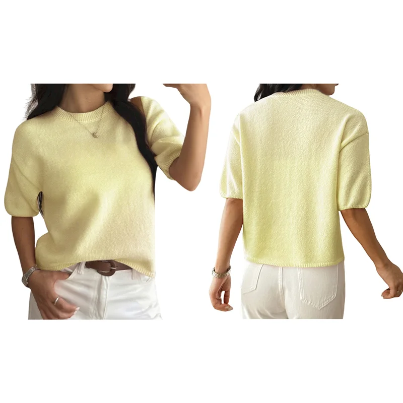 ABRT-Womens Summer Short Sleeve Crew Neck Light-Weight Pullover Sweaters Loose Dressy Casual Blouse Clothes
ABRT-Womens Summer Short Sleeve Crew Neck Light-Weight Pullover Sweaters Loose Dressy Casual Blouse Clothes