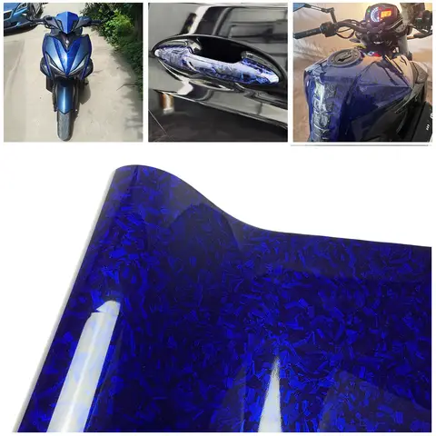 Glossy Blue Forged Carbon Fiber Car Vinyl Wrap Adhesive Film For Auto Body and Motorcycle Stickers