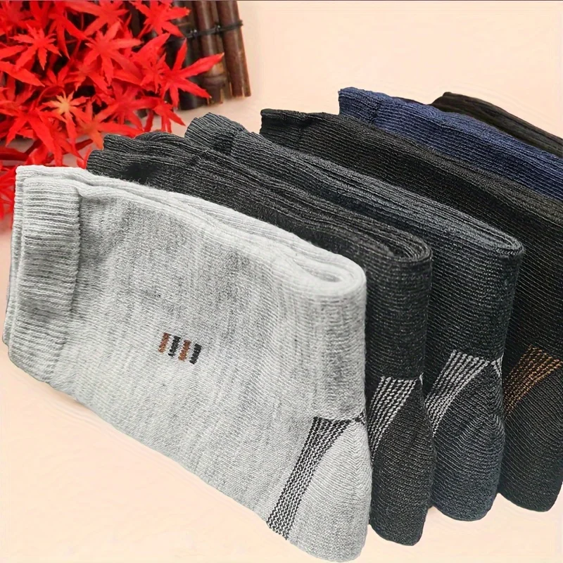 4 Pairs of Men's Stockings - Soft, Comfortable and Durable Medium Tube Socks, Black, Grey and Navy Striped Pattern, Casual Style, Polyester Blend, Machine Wash, Casual Socks | Striped Socks Design | Durable Knitted Socks
4 Pairs of Men's Stockings - Soft, Comfortable and Durable Medium Tube Socks, Black, Grey and Navy Striped Pattern, Casual Style, Polyester Blend, Machine Wash, Casual Socks | Striped Socks Design | Durable Knitted Socks