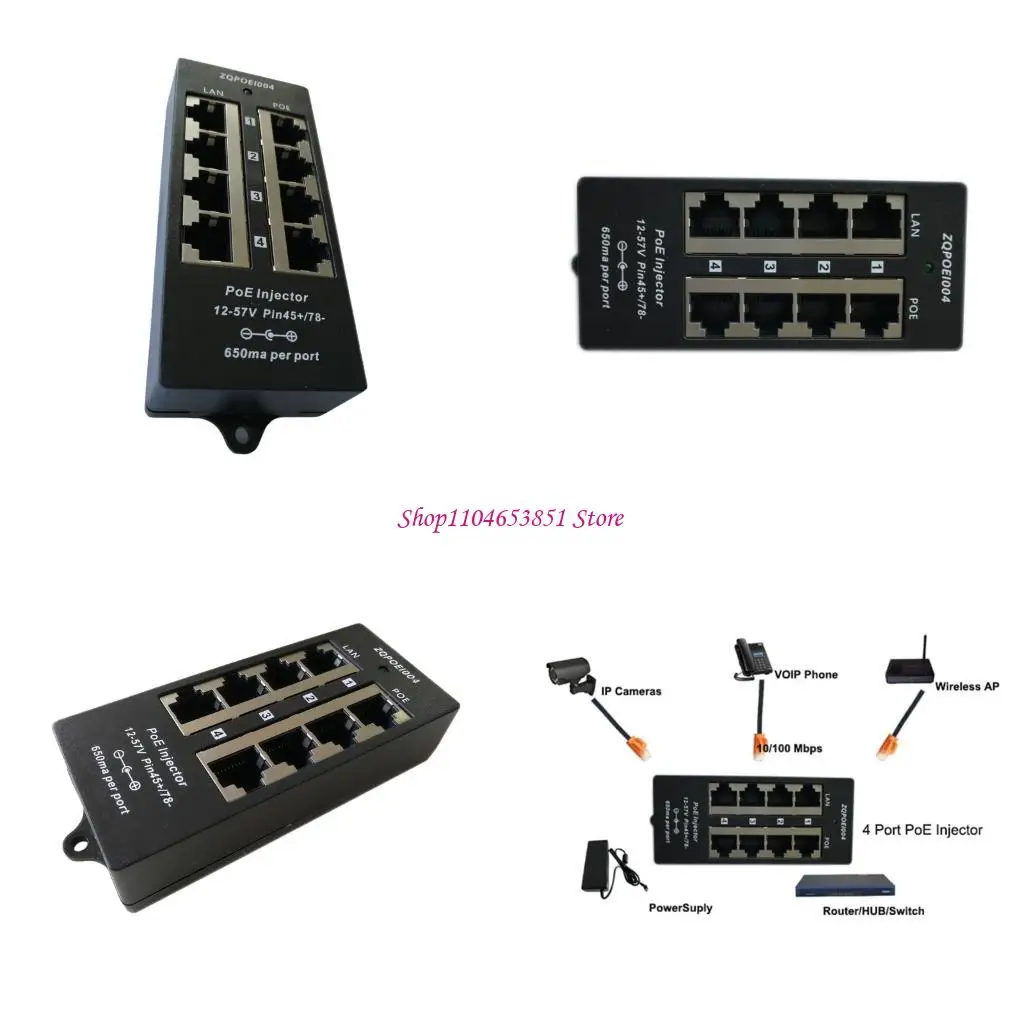 4 Port POE Injectors For Cameras And Wireless With 650mA Per Port And 10/100Mbps Ethernet Transmission
4 Port POE Injectors For Cameras And Wireless With 650mA Per Port And 10/100Mbps Ethernet Transmission