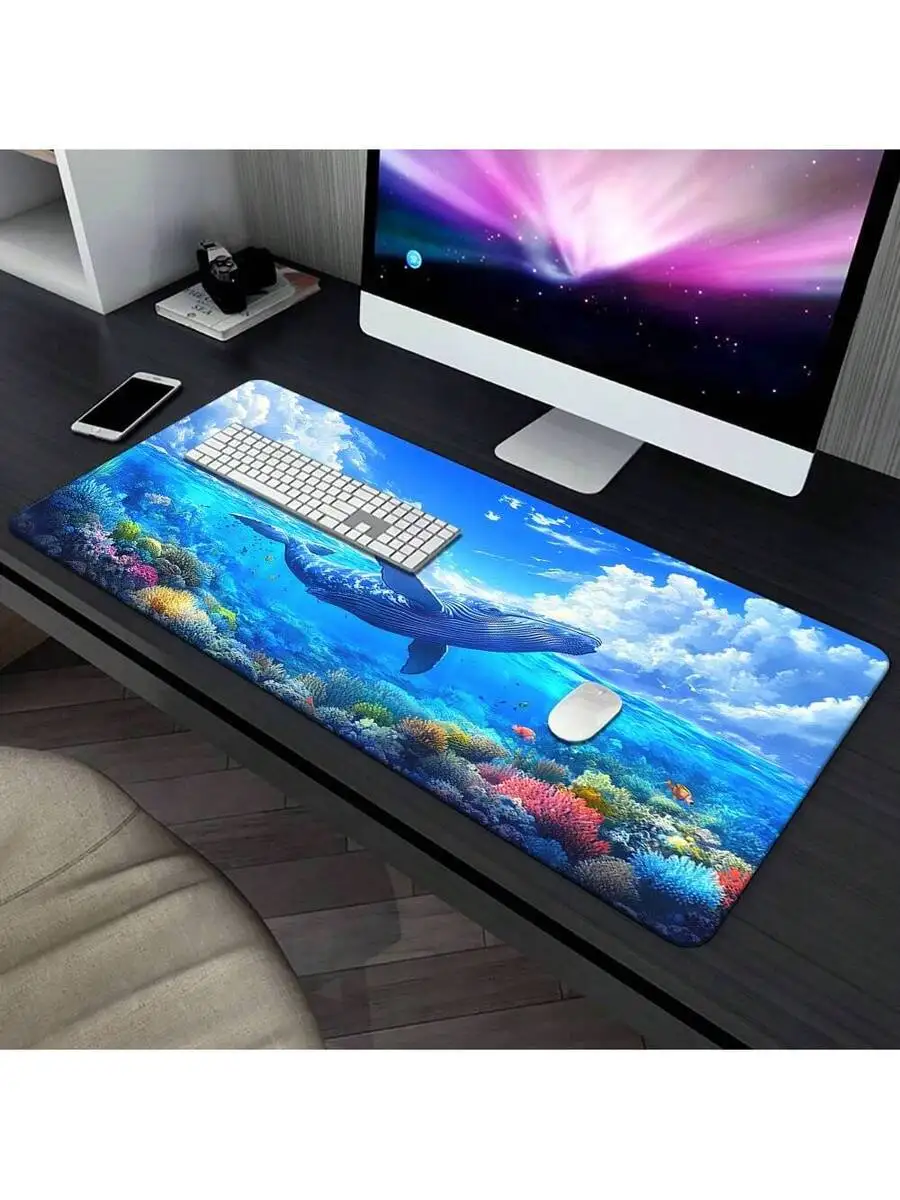 XXL Whale HD Printed Desk Pad Multi Functional Mousepad Keyboard Mat For Office Gaming