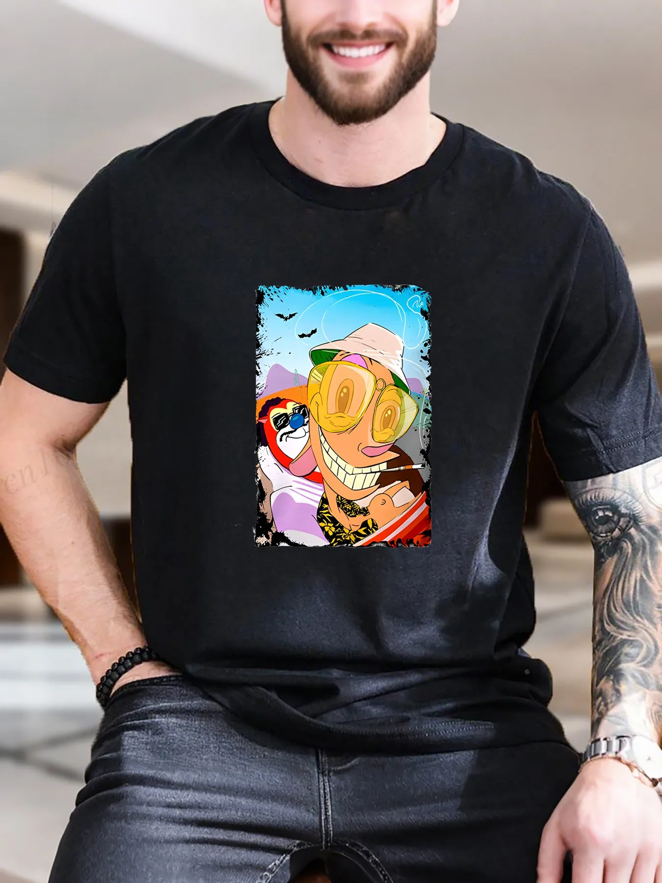 New Arrival Fashion Men's Graphic Print T-Shirt Sunglasses Smoking Design 100% Cotton Comfortable Casual Tee for Summer
New Arrival Fashion Men's Graphic Print T-Shirt Sunglasses Smoking Design 100% Cotton Comfortable Casual Tee for Summer