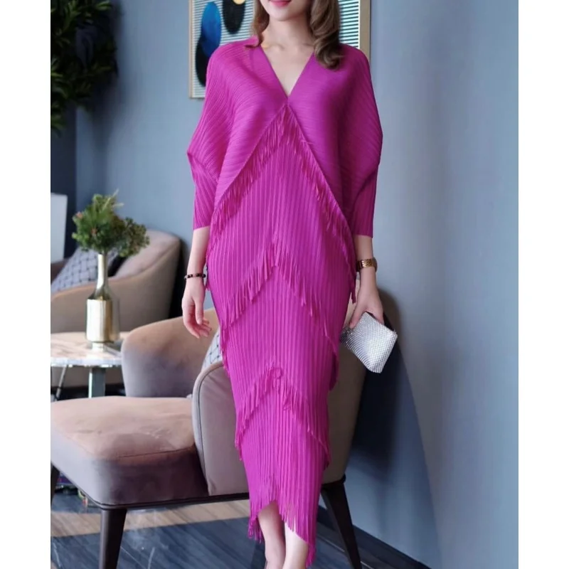 Pleated Dress Woman Tassel Batwing Sleeve Loose Casual Style V Collar Long Dresses 2023 Summer Fashion elegant prom dresses
Pleated Dress Woman Tassel Batwing Sleeve Loose Casual Style V Collar Long Dresses 2023 Summer Fashion elegant prom dresses