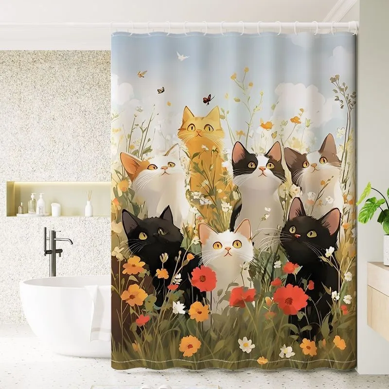 Cartoon Cat Bathroom Waterproof Shower Curtain Separate Wet And Dry Bathroom Shower Partition No Punching Hanging Curtain ZI734
Cartoon Cat Bathroom Waterproof Shower Curtain Separate Wet And Dry Bathroom Shower Partition No Punching Hanging Curtain ZI734