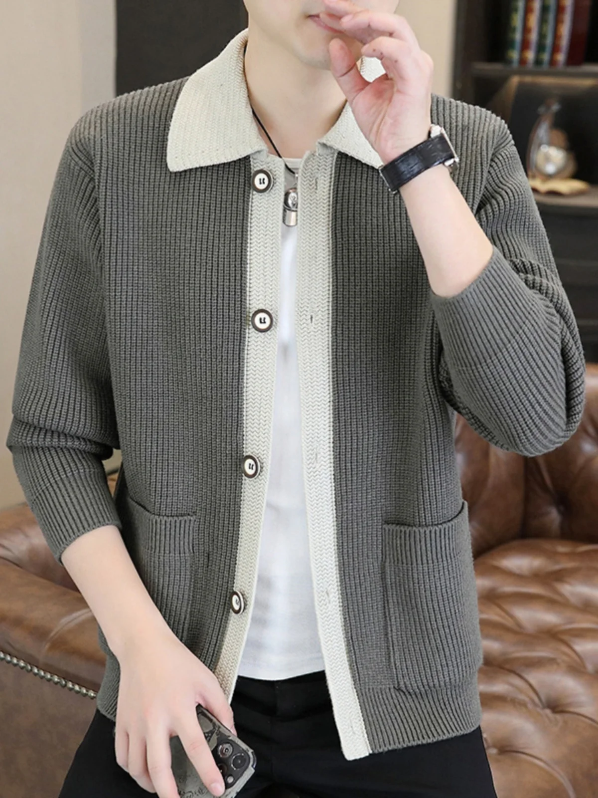 Men's Knitted Cardigan Sweater Loose Casual Spring Autumn Faion Urban Sle Long Sve Basic Color Loose Fit Jaet
Men's Knitted Cardigan Sweater Loose Casual Spring Autumn Faion Urban Sle Long Sve Basic Color Loose Fit Jaet