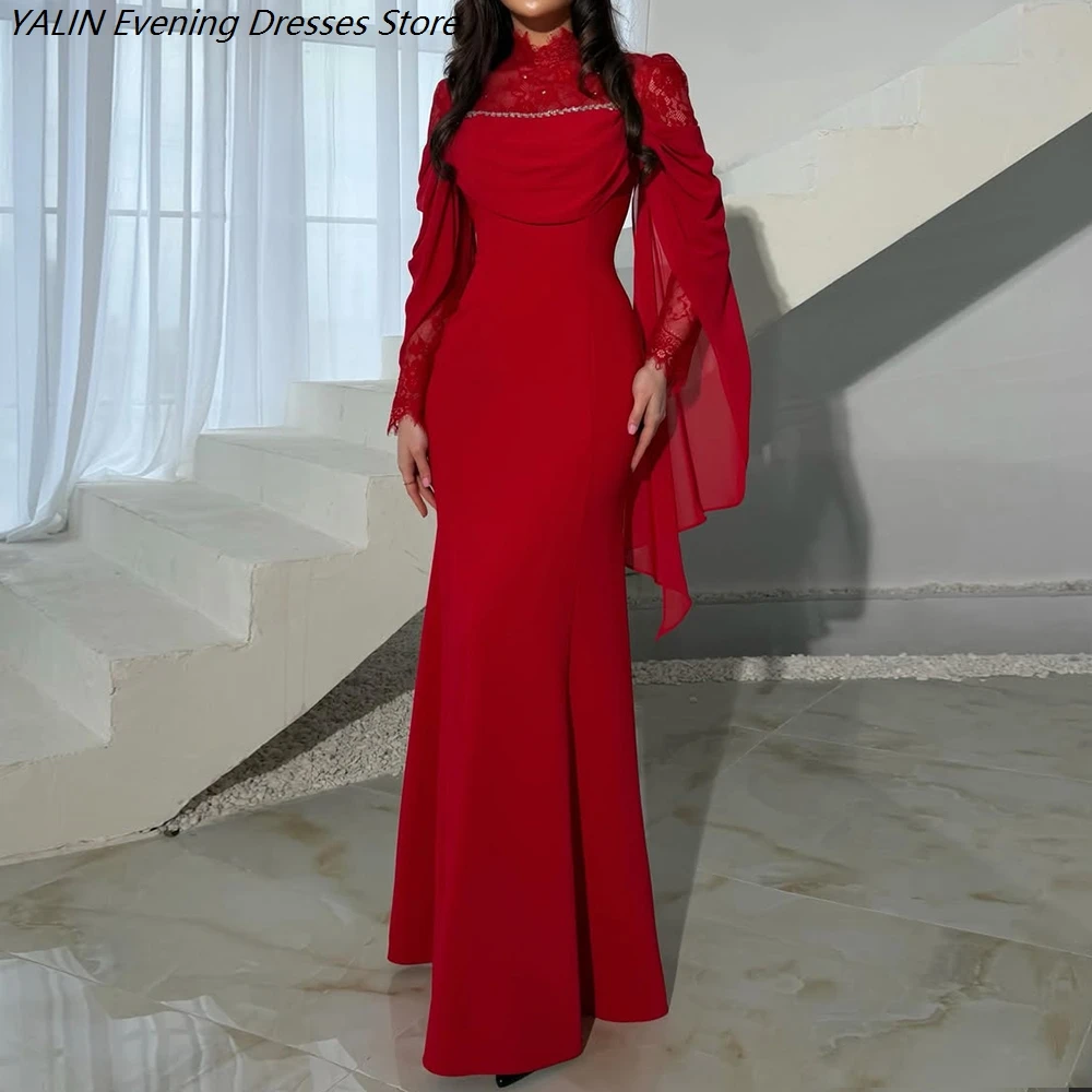 Women's A-line Evening Dresses Floor-length High-neck Full Sleeve Prom Dresses Fashion Lace Sequined Draped Customized Gowns
Women's A-line Evening Dresses Floor-length High-neck Full Sleeve Prom Dresses Fashion Lace Sequined Draped Customized Gowns