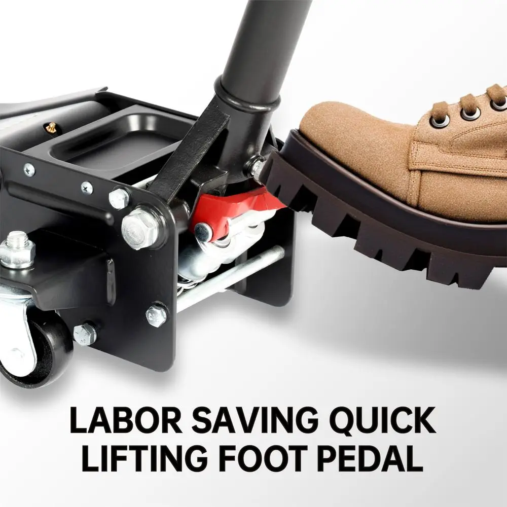 3Ton 6600 pound thin double piston heavy-duty steel racing car floor jack with quick lift hydraulic pump, foot pedal, and magnet
3Ton 6600 pound thin double piston heavy-duty steel racing car floor jack with quick lift hydraulic pump, foot pedal, and magnet
