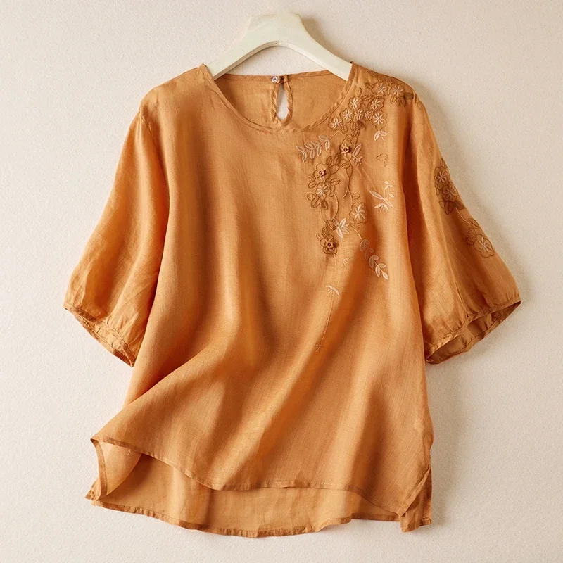 Summer Women Embroidery Green Orange Cotton Linen Top Shirt , Woman Clothing Loose Xxl Short Sleeve Tops Shirts
Summer Women Embroidery Green Orange Cotton Linen Top Shirt , Woman Clothing Loose Xxl Short Sleeve Tops Shirts