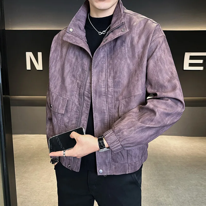 Men's Casual Fashionable Light Luxury Loose Stand Collar Leather Jacket Coat All-Match Autumn Season Long Sleeve Youth Jacket
Men's Casual Fashionable Light Luxury Loose Stand Collar Leather Jacket Coat All-Match Autumn Season Long Sleeve Youth Jacket