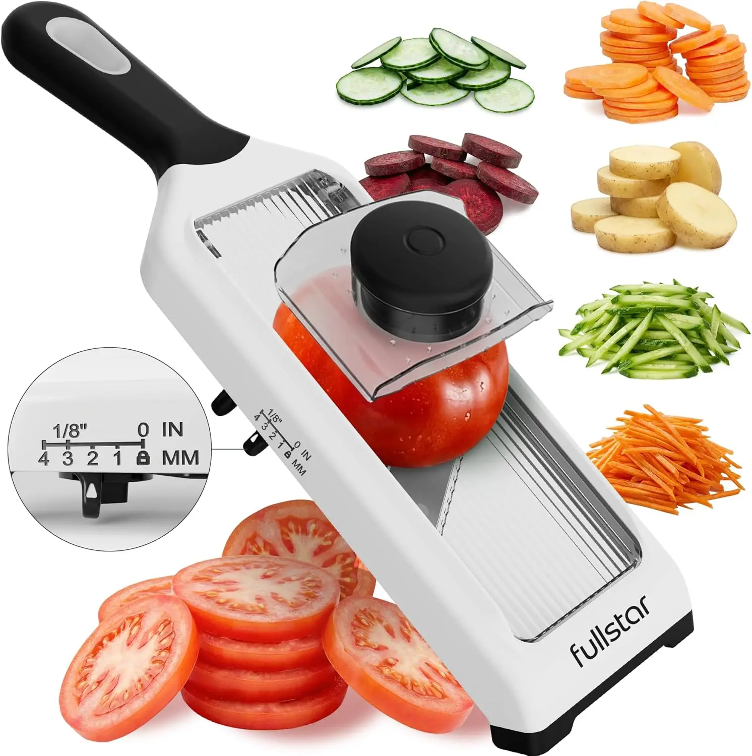 2-in-1 Handheld Mandoline Slicer for Kitchen - 4 Thickness Settings Vegetable Food Onion Slicer, Julienne Blade, Stainless Steel Guard, Easy To Use, Sharp Blades, Veggie Slicer & Fruit Cutter
2-in-1 Handheld Mandoline Slicer for Kitchen - 4 Thickness Settings Vegetable Food Onion Slicer, Julienne Blade, Stainless Steel Guard, Easy To Use, Sharp Blades, Veggie Slicer & Fruit Cutter