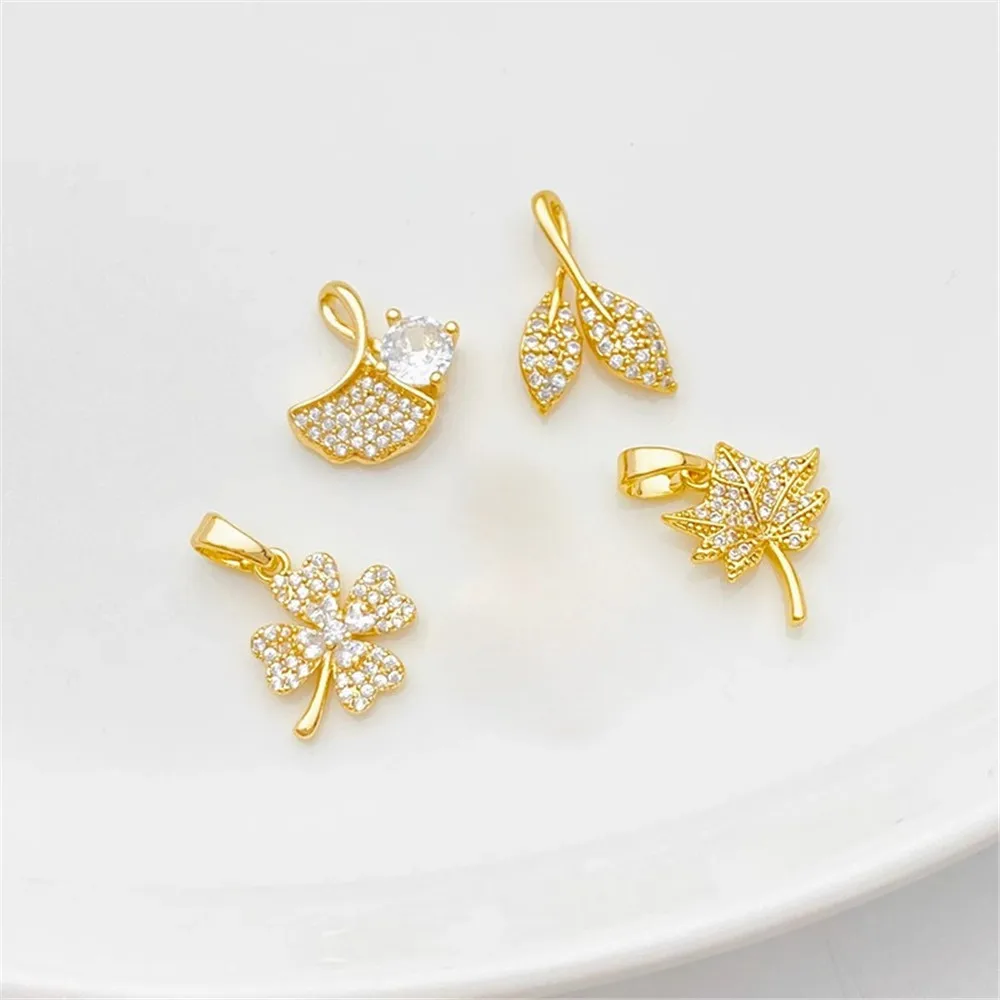 14K Gold-plating Full Zirconium Maple Leaf Ginkgo Pendant Handmade DIY Bracelet Necklace Material Accessories
14K Gold-plating Full Zirconium Maple Leaf Ginkgo Pendant Handmade DIY Bracelet Necklace Material Accessories