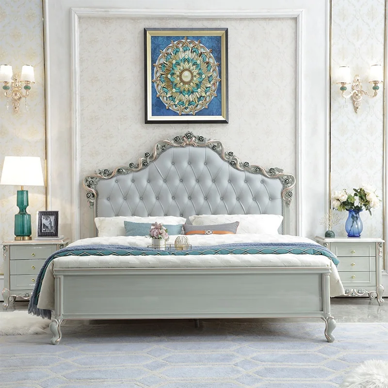 Modern French-style Solid Wood Double Bed Leather Upholstery Soft Cushion Backrest Luxury Princess Bed for Hotel Master Bedroom
Modern French-style Solid Wood Double Bed Leather Upholstery Soft Cushion Backrest Luxury Princess Bed for Hotel Master Bedroom