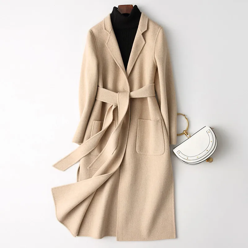Women Wool Coat Autumn Winter Causal Adjustable Waist Belt Long Sleeve Female Double Side Woolen Coat Long Overcoat Outwear R819
Women Wool Coat Autumn Winter Causal Adjustable Waist Belt Long Sleeve Female Double Side Woolen Coat Long Overcoat Outwear R819