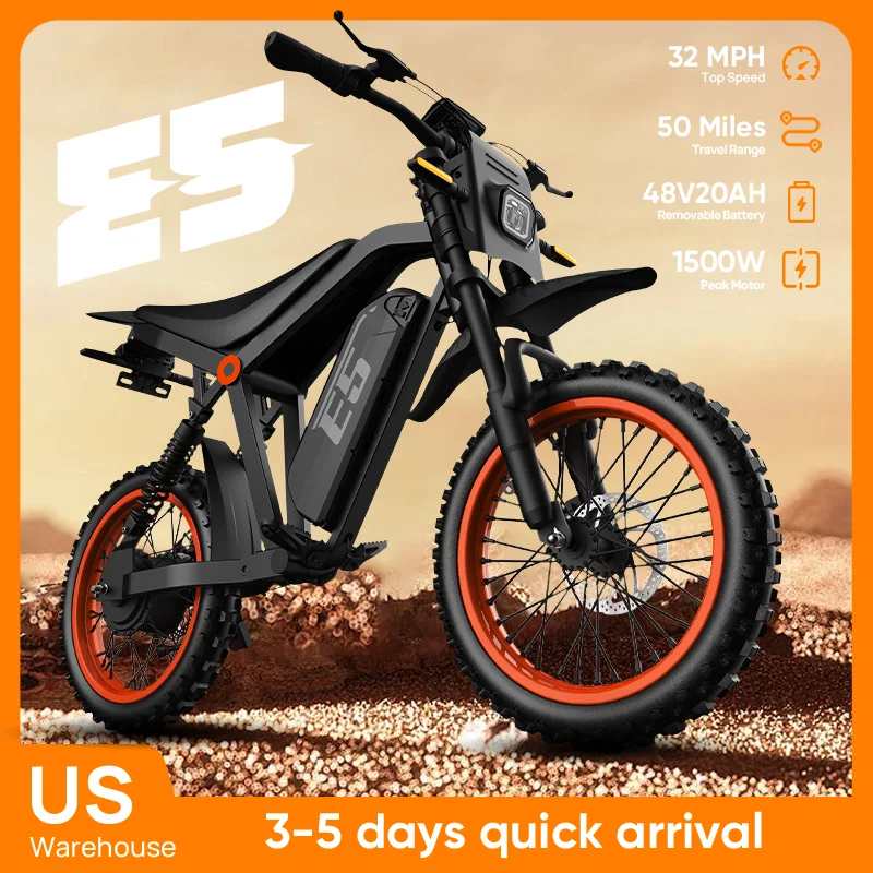 Urlife E5 Electric Motorcycles With 48V 20AH Removable Battery 32MPH 50-Mile Range Electric Off-Road Mountain Motorcycles
Urlife E5 Electric Motorcycles With 48V 20AH Removable Battery 32MPH 50-Mile Range Electric Off-Road Mountain Motorcycles